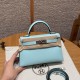 에르메스 Hermes Mini Kelly 19cm Swift U2 Blue zephyr/silver