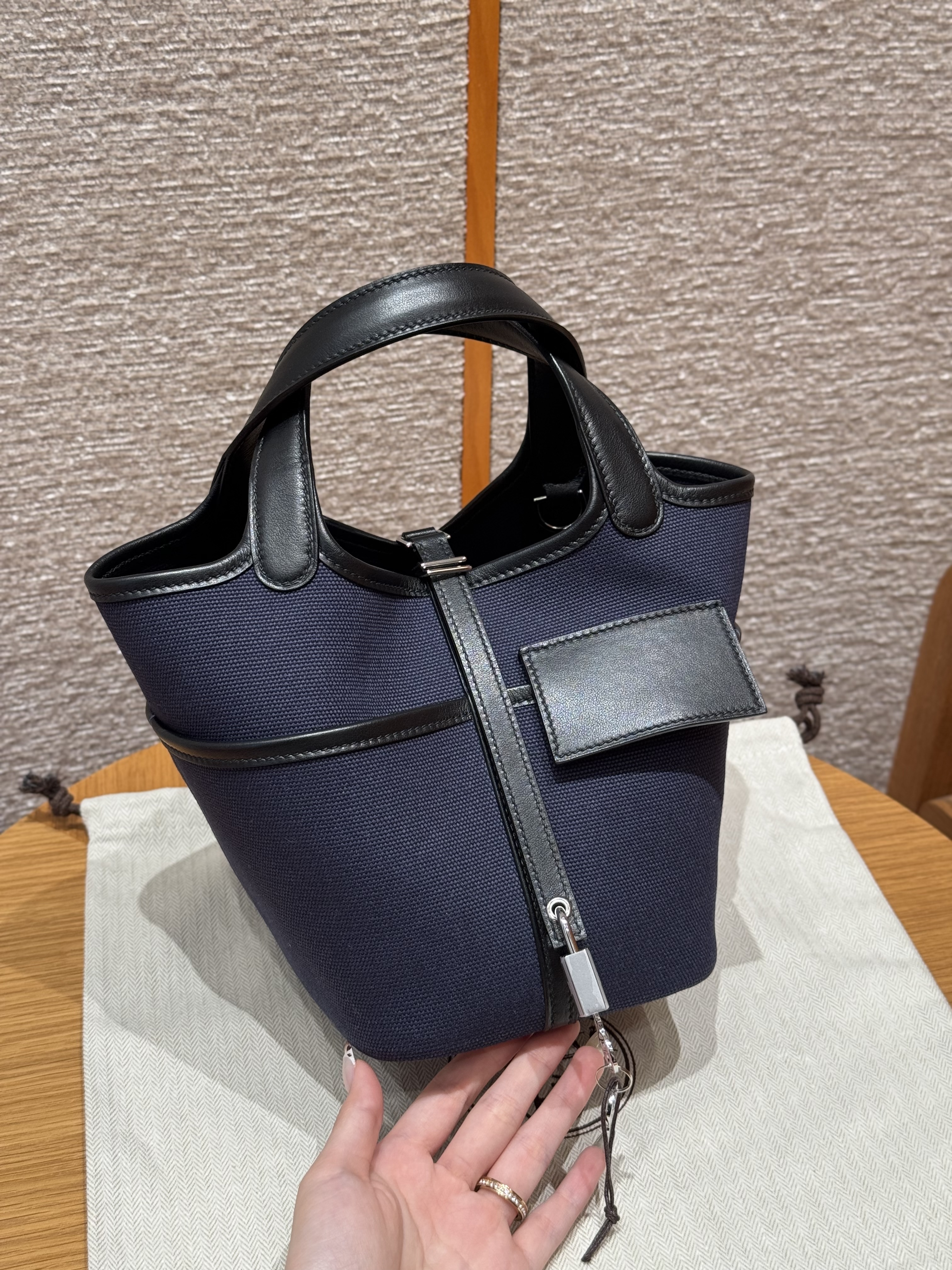 에르메스 Hermes Picotin Cargo 18cm Canvas 2Z Blue Niut/silver