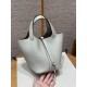 에르메스 Hermes Picotin lock 18cm clemence 8U Blue giacier/silver