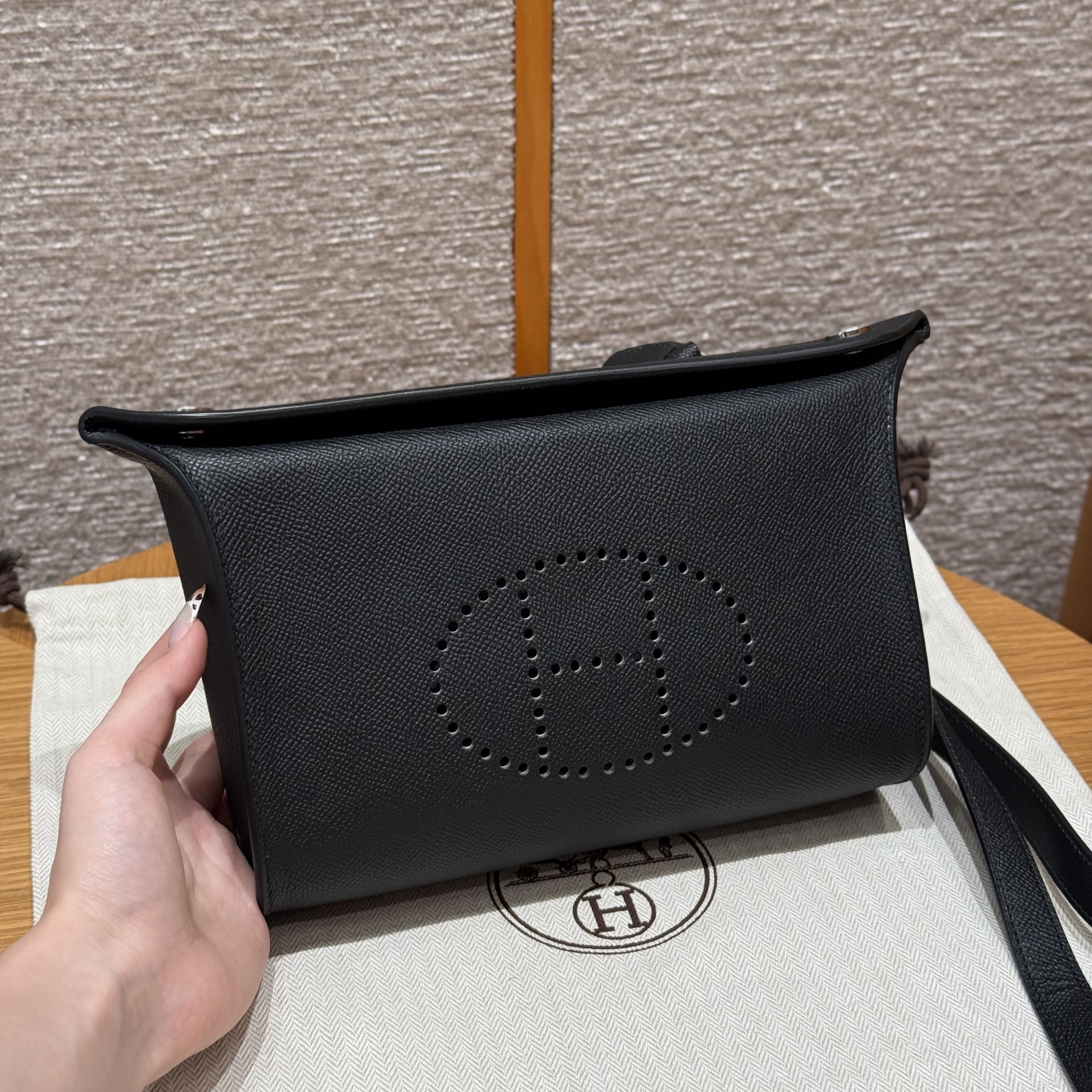 에르메스 Hermes Videpoches Epsom 89 Noir/silver