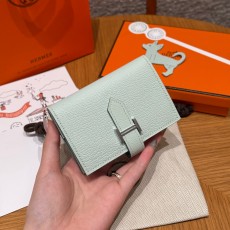 에르메스 Hermes Bearn mini wallet 10.3cm Chèvre 0S Fizx/silver