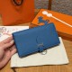 에르메스 Hermes Bearn wallet Soufflet 17.5cm Epsom 7Q Blue Mykonos/silver
