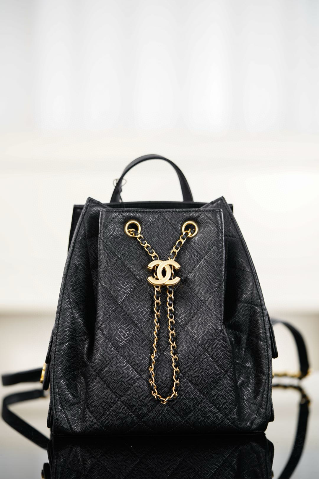 샤넬 Chanel AS5600 25 Medium Backpack Black 23cm