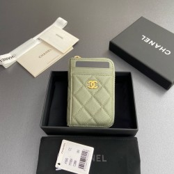 샤넬 Chanel 1650 Card Holder green 7.5cm
