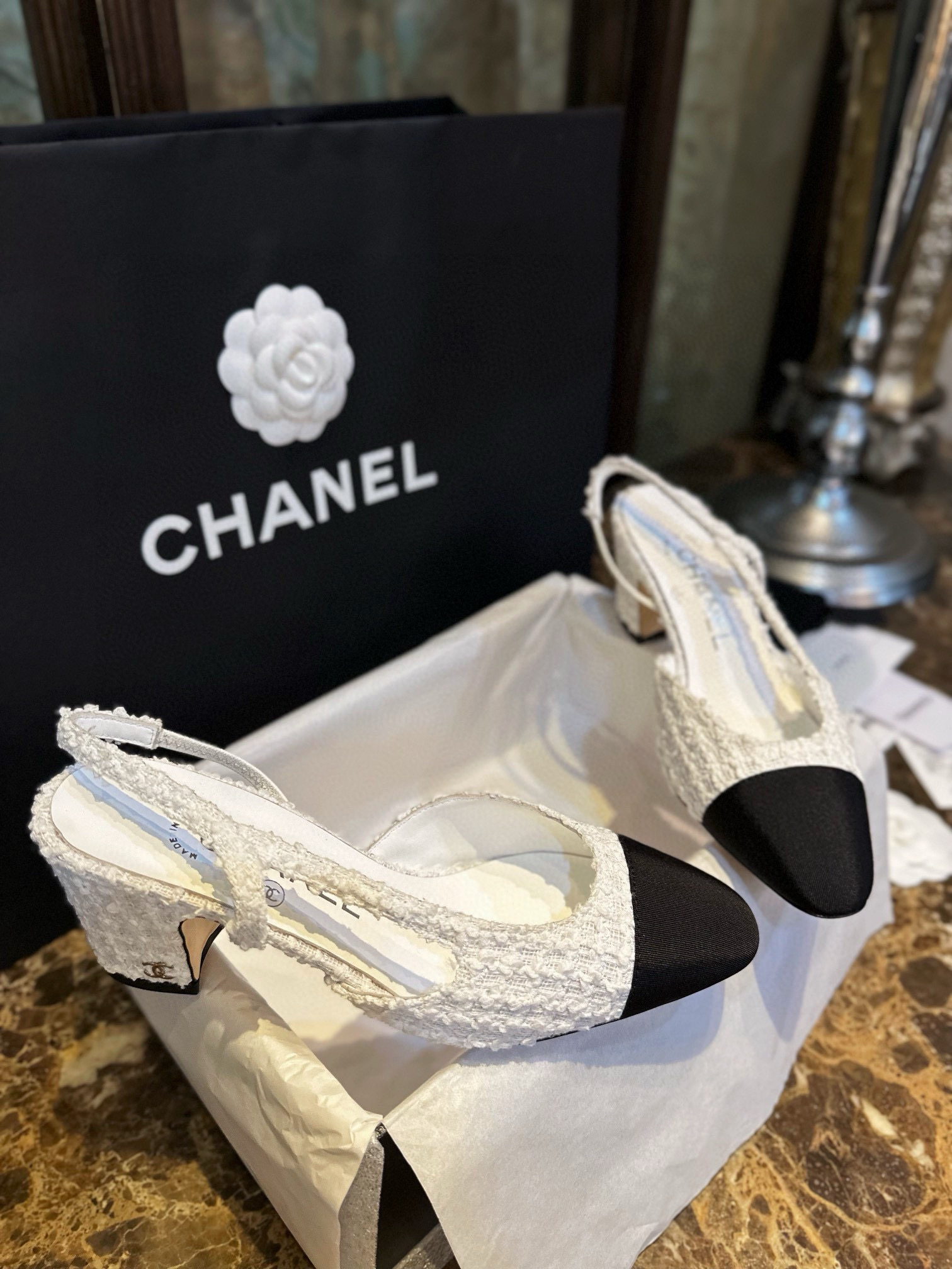 샤넬 CHANEL G31318 Slingbacks 슬링 White