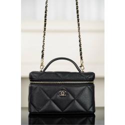 샤넬 CHANEL 25k Vanity with Chain Black 19.5cm