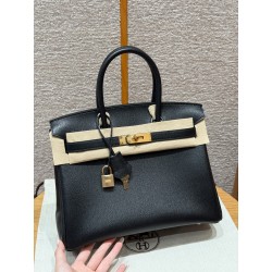 에르메스 Hermes Birkin 30cm Chèvre 89 Noir/gold