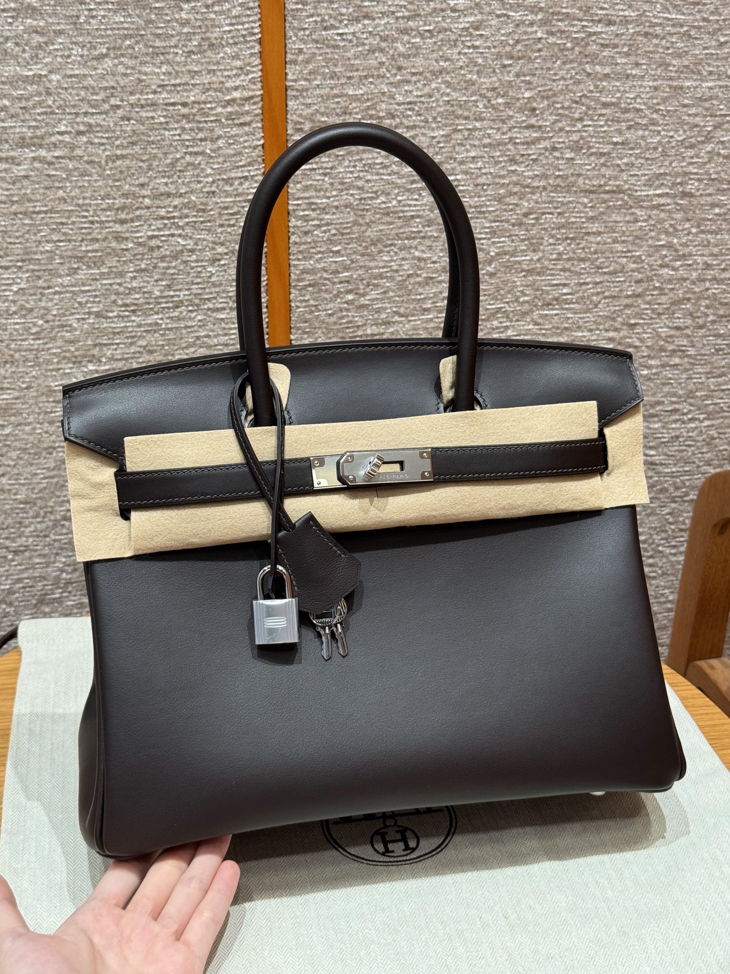 에르메스 Hermes Birkin 30cm Swift 47 Chocolate/silver