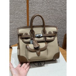 에르메스 Hermes Birkin Cargo 25cm Canvas and Swift 4C Ecorce/silver