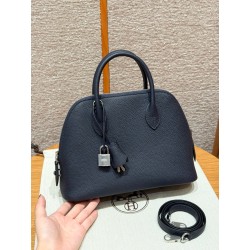 에르메스 Hermes Bolide 25cm Togo 2Z Blue Nuit/silver