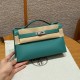 에르메스 Hermes Kelly Pochette 22cm Swift 7F Blue paon/silver