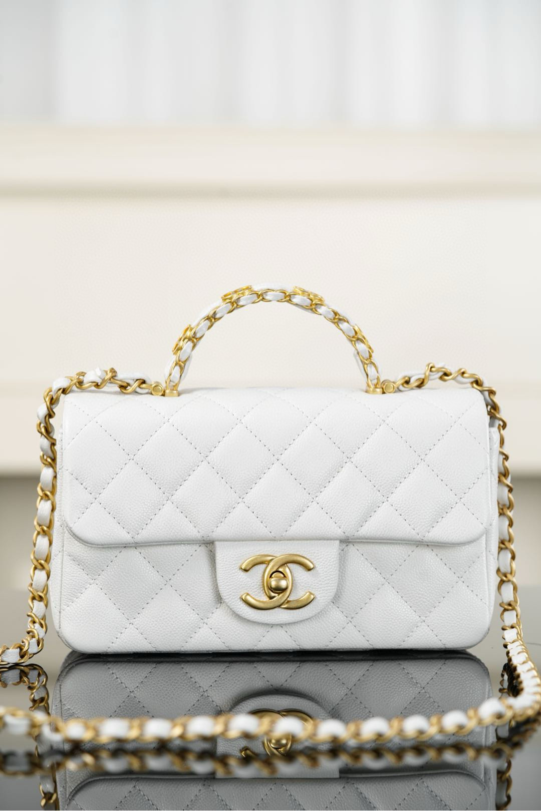 샤넬 Chanel 25B AS5701 Mini Flap Bag White 19.5cm
