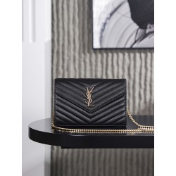 생로랑 Saint laurent/YSL 377828 Cassandre Chain Wallet in Lambskin Black 22cm