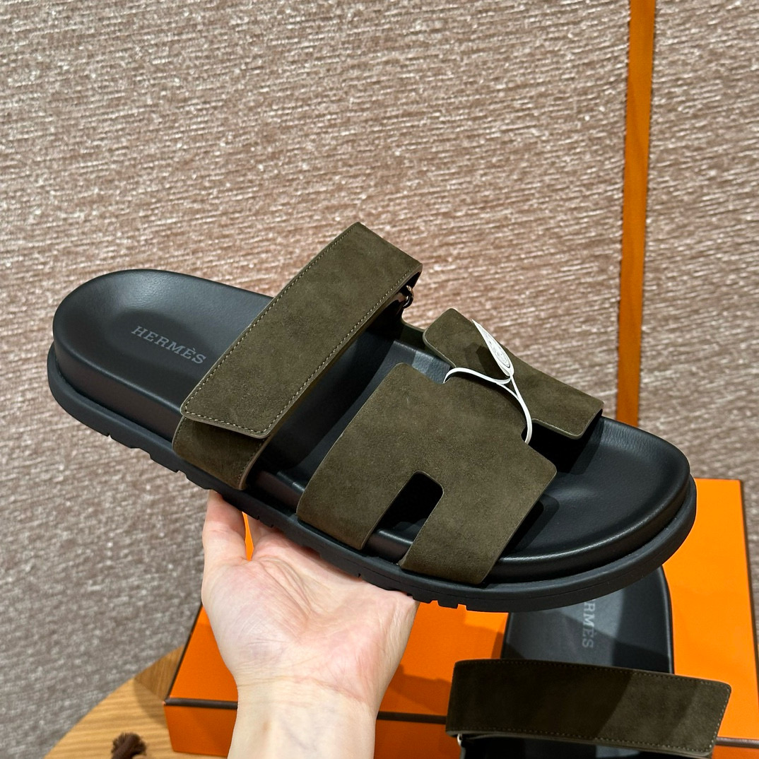 에르메스 Hermes 180 Chypre sandal Chamois&Forest green