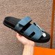 에르메스 Hermes 180 Chypre sandal Chamois&New Blue Jean
