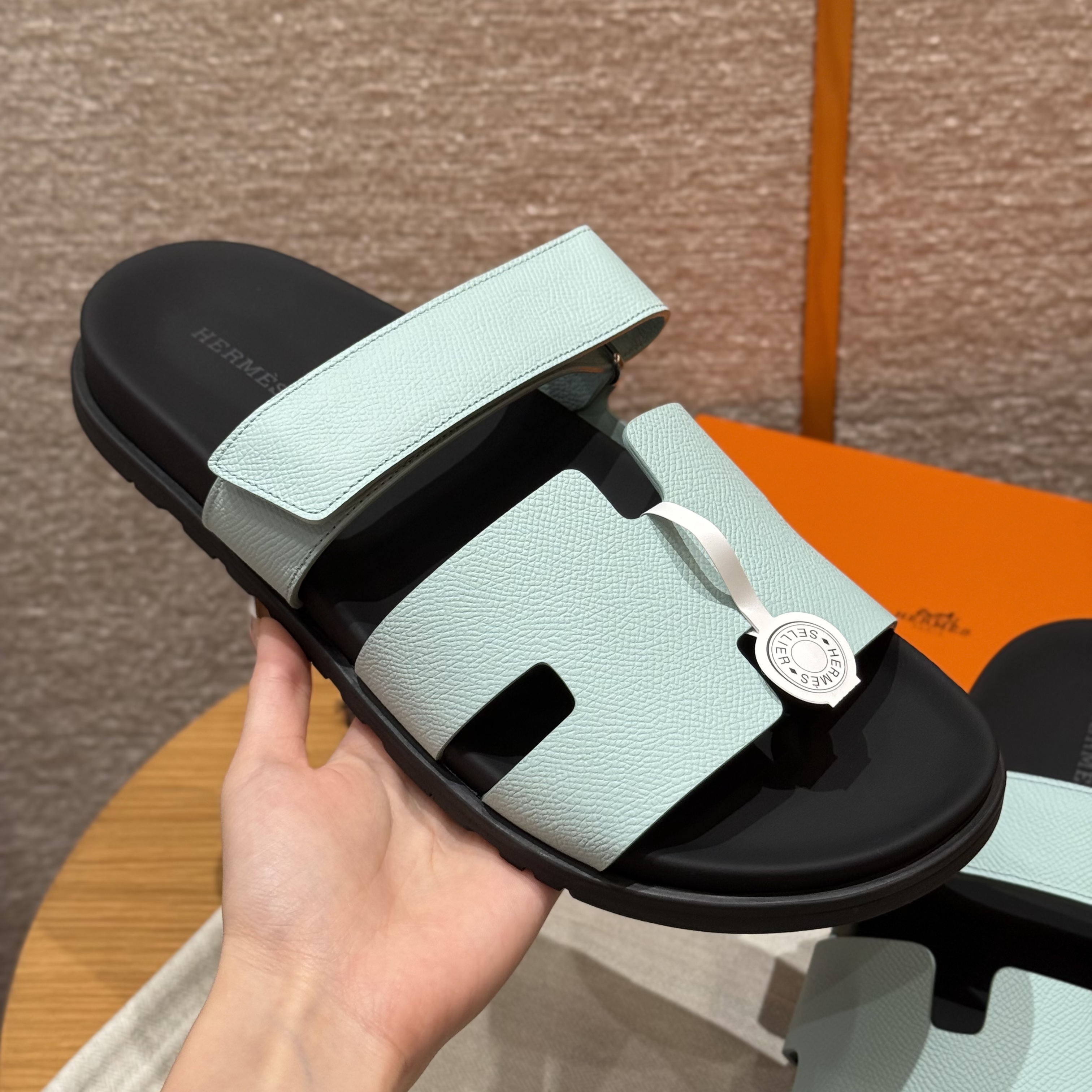 에르메스 Hermes 180 Chypre Sandal Epsom&Bleu Cristaux