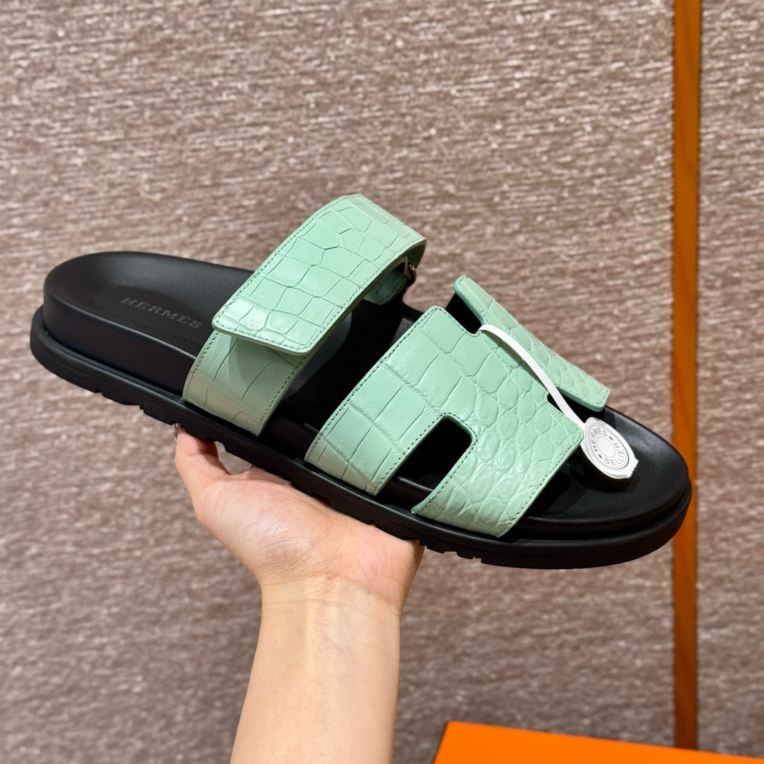 에르메스 Hermes 180 Chypre sandal  Matte Alligator&6W Menthe
