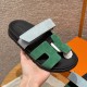 에르메스 Hermes 225 Chypre sandal chamois&Light Blue and Green