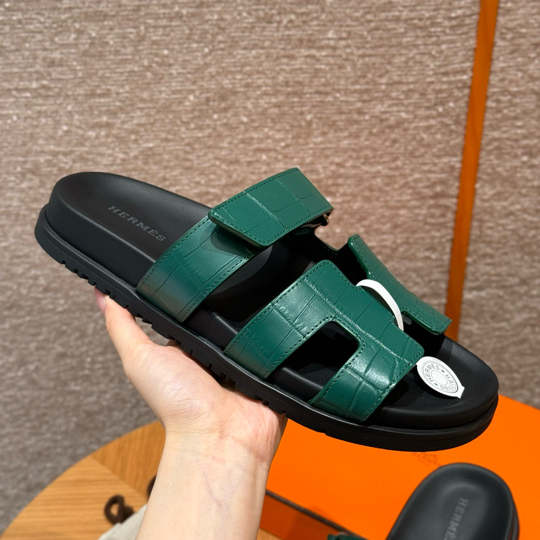 에르메스 Hermes 225 Chypre sandal Matte Alligator&Z6 Malachite