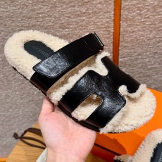 에르메스 Hermes 225 Chypre sandal Sheepskin and Nappa&89Noir