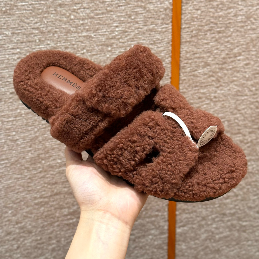 에르메스 Hermes 225 Chypre sandal Woolskin&Brown