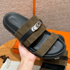 에르메스 Hermes 161 Jackson sandal Chamois&Vert Toundra and Noir