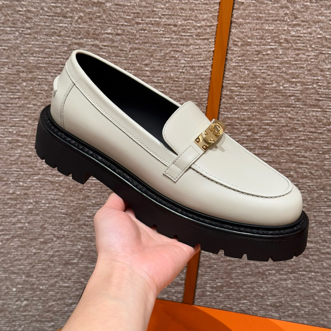 에르메스 Hermes 109 Icone loafer Swift and Calfskin&Beige Glaise