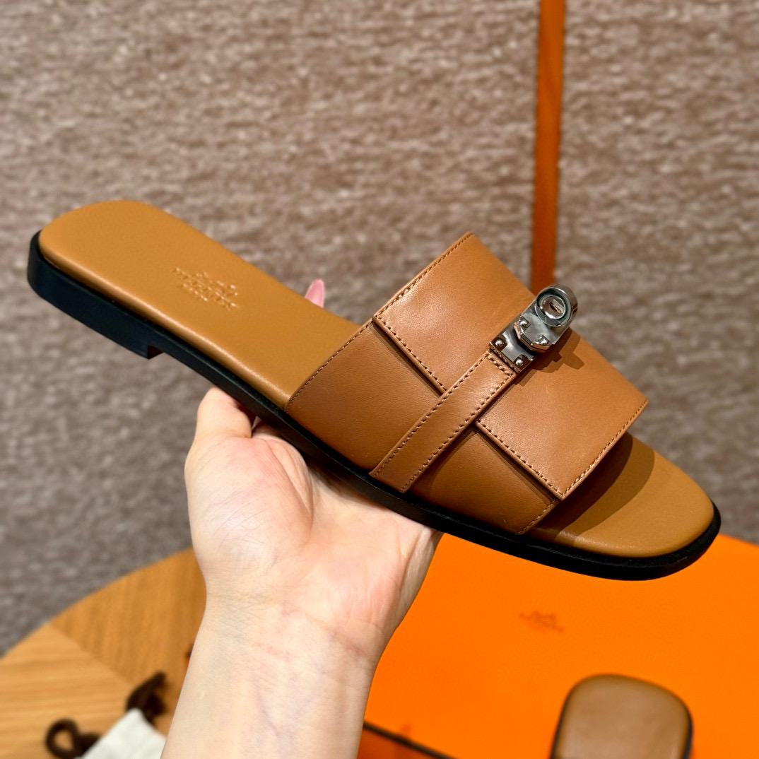 에르메스 Hermes 183 Giulia sandal Calfskin&37 Gold silver