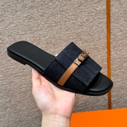 에르메스 Hermes 183 Giulia sandal Calfskin&Cowboy blue and Naturel