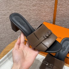 에르메스 Hermes 187 Gigi 50 sandal Calfskin&Elephant gray