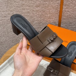 에르메스 Hermes 187 Gigi 50 sandal Calfskin&Elephant gray