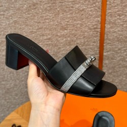 에르메스 Hermes 187 Gigi 50 sandal Lizard and Calfskin&89 Noir and Himalaya