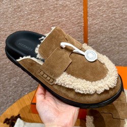 에르메스 Hermes 190 Go mule Suede calf leather&Brun Fume
