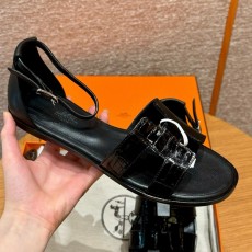 에르메스 Hermes 196 Santorini sandal Alligator&89 Noir