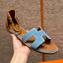 에르메스 Hermes 196 Santorini sandal Cowboy&Light Cowboy Blue