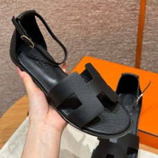 에르메스 Hermes 196 Santorini sandal Epsom&89 Noir