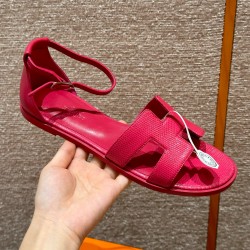 에르메스 Hermes 196 Santorini sandal Lizard&Rose red