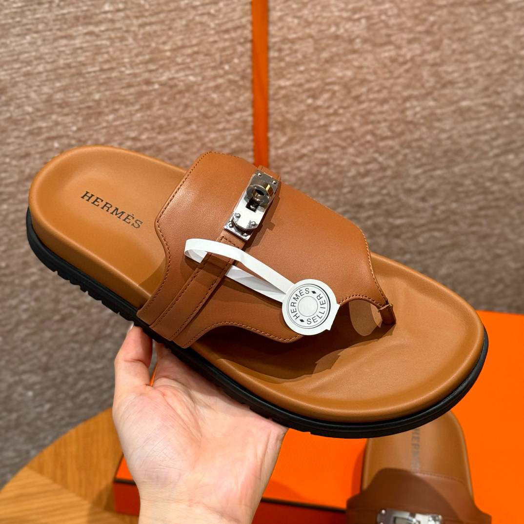 에르메스 Hermes 258 Empire Sandal Calfskin&37 Gold silver