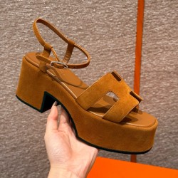 에르메스 Hermes 302 Jam 30 Sandal Chamois and Goat hide&Naturel