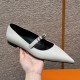 에르메스 Hermes 335 Kelly Ballet Flat Calfskin&Light gray