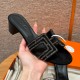 에르메스 Hermes 185 Oasis sandal Chamois and Drilling&89 Noir