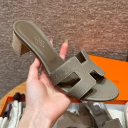 에르메스 Hermes 185 Oasis sandal Epsom&Gris Asphalte