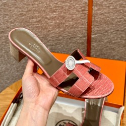 에르메스 Hermes 185 Oasis sandal Matte Alligator&1Q Rose confetti