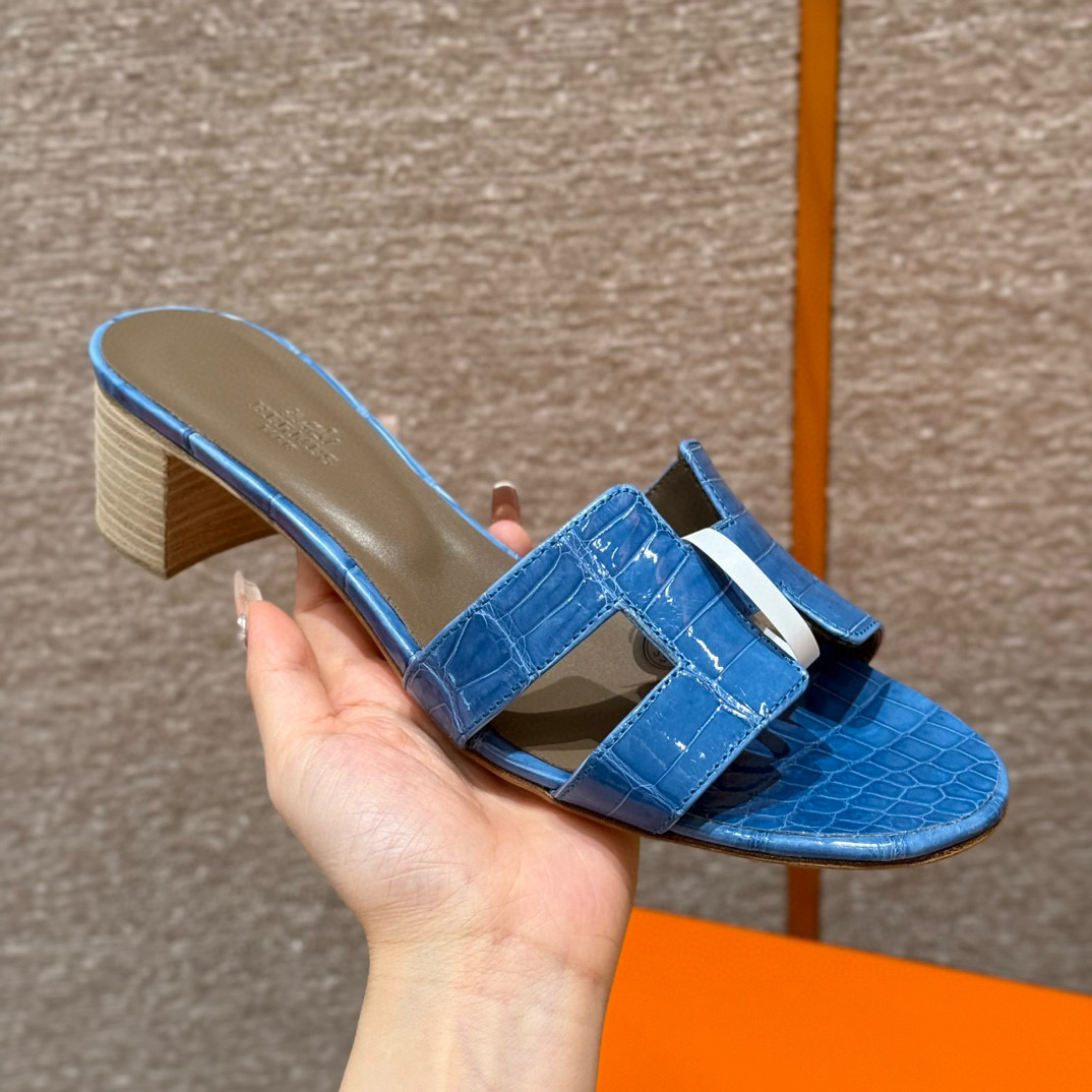 에르메스 Hermes 185 Oasis sandal Matte Alligator&7W Blue izmir