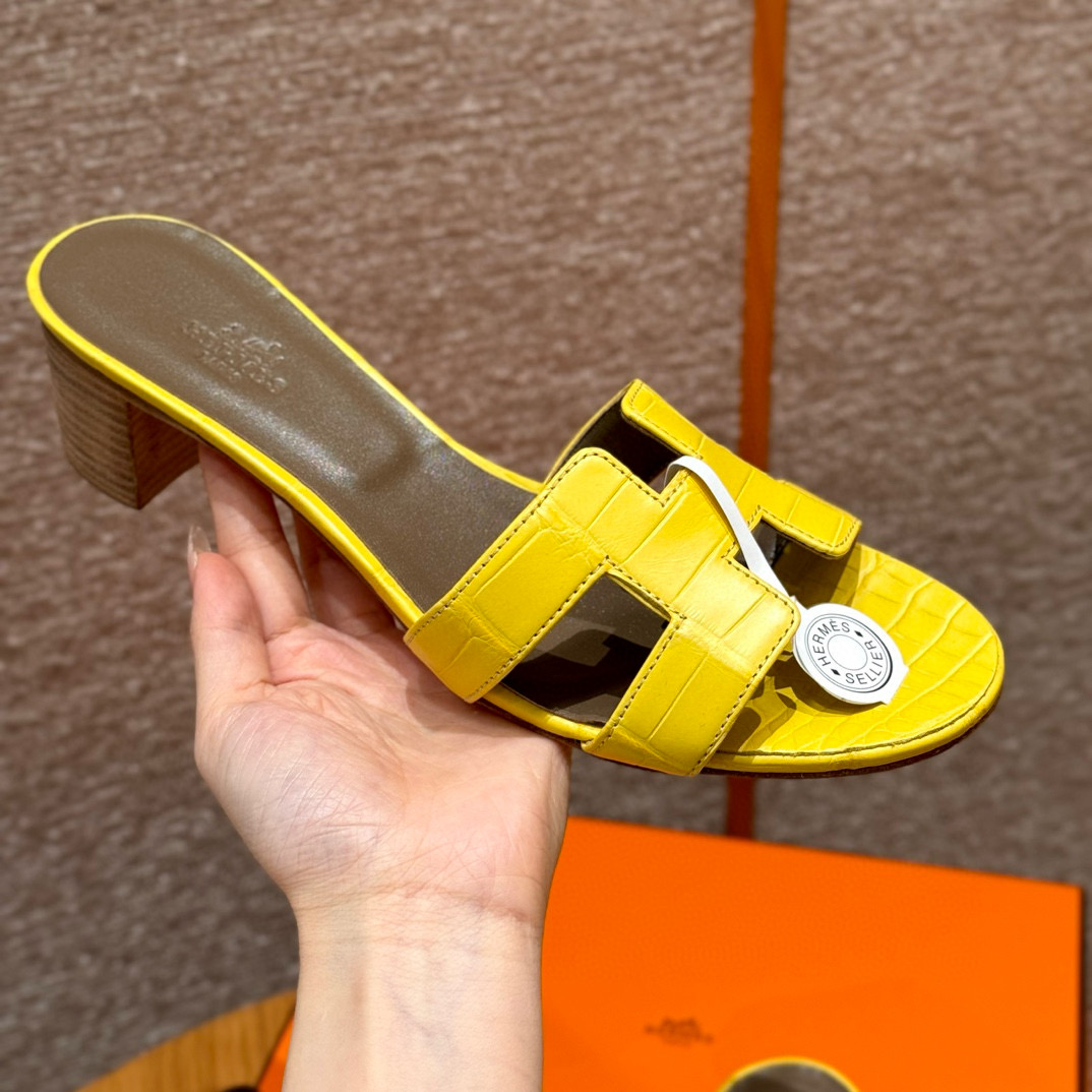 에르메스 Hermes 185 Oasis sandal Matte Alligator&9R Lime