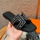 에르메스 Hermes 181 Oran sandal Chamois and Drilling&89 Noir