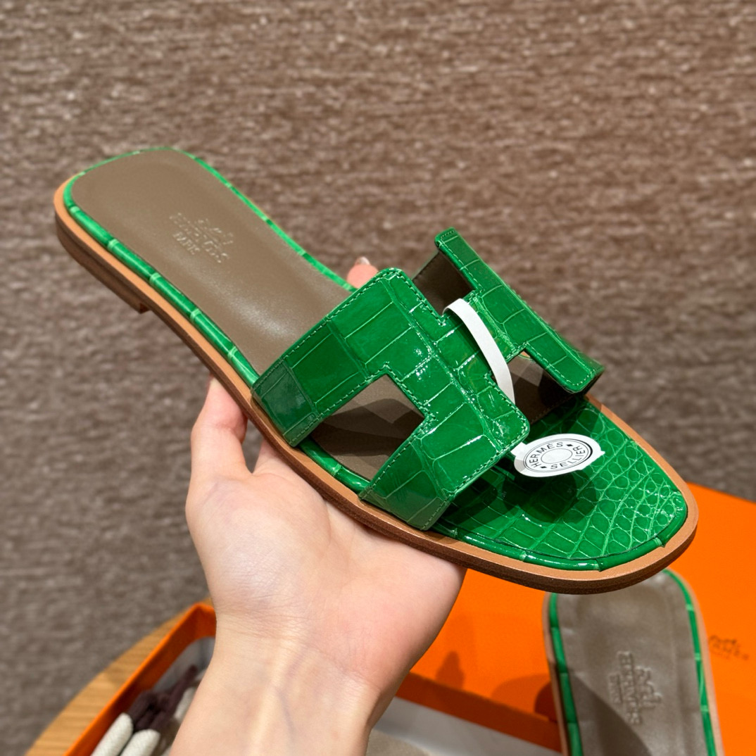 에르메스 Hermes 181 Oran sandal Highlights Alligator&1K Bambou