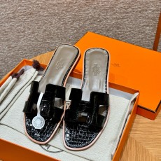 에르메스 Hermes 181 Oran sandal Highlights Alligator&89 Noir