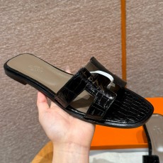 에르메스 Hermes 181 Oran sandal Highlights Alligator&89 Noir