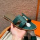 에르메스 Hermes 181 Oran sandal KK ostrich&Z6 Malachite